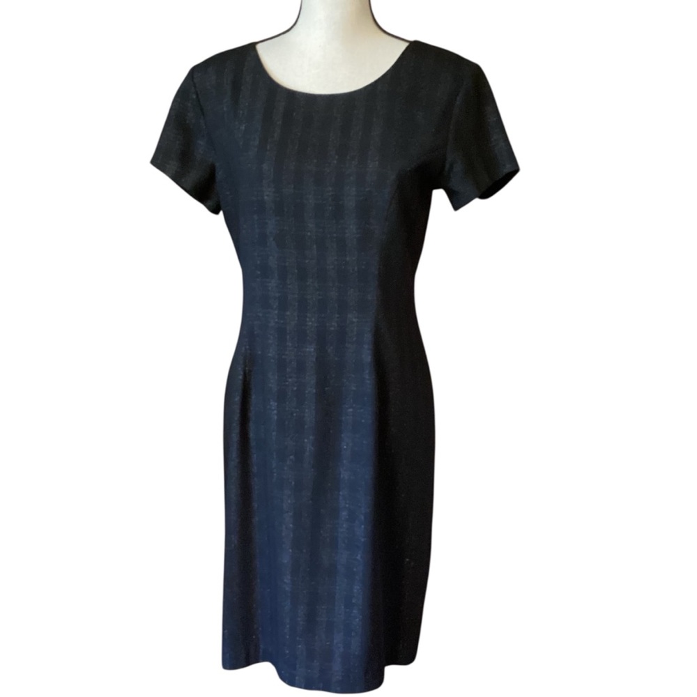 Pat Argenti Black Dress with Metallic Threads Cage Back‎ Short Sleeve Size 8